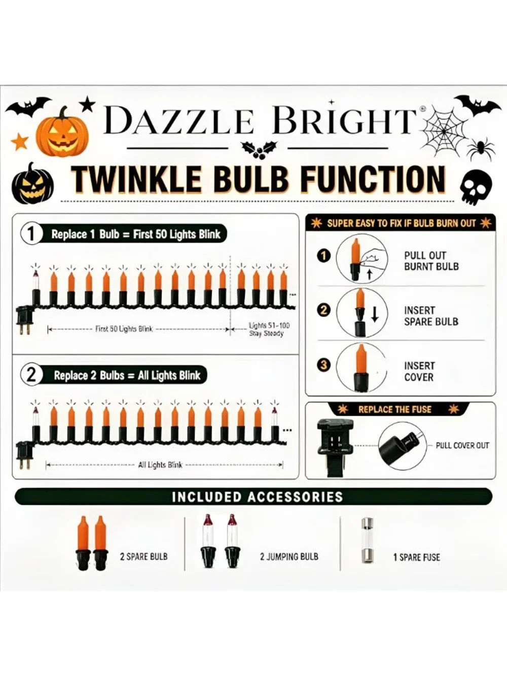 Orange Halloween Lights, 40FT 200 Count Mini String Lights,